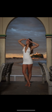 Halter neck white mini dress with shell detail