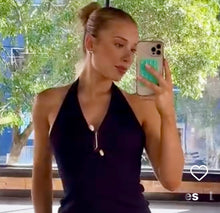 Black Halter neck double rock dress
