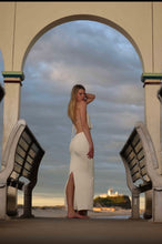 Halter cowl neck maxi dress with bra insert