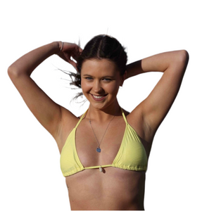 Triangle tie bikini top shell charm,  in Yellow weave ribbed