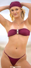 Strapless Bandeau bikini top with middle rock pearl feature in silky Burgundy