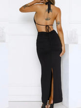Halter cowl neck maxi dress with built in bra