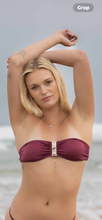 Strapless Bandeau bikini top with middle rock pearl feature in silky Burgundy