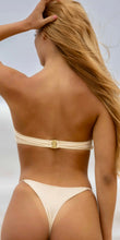 Strapless Bandeau Bikini top with middle pearl gold feature in sand cream