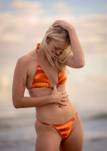 Halter Neck Triangle Bikini top in sun set embroidery