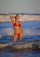 Triangle tie bikini Top shimmer red