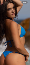 Shell Embroidery Edge Triangle Bikini Top blue/ orange