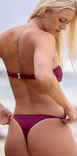 Strapless Bandeau bikini top with middle rock pearl feature in silky Burgundy