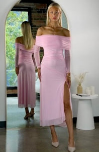 Candy strapless dress with split