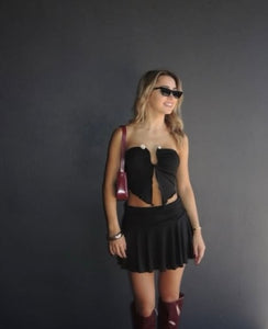 Black cropped rock top