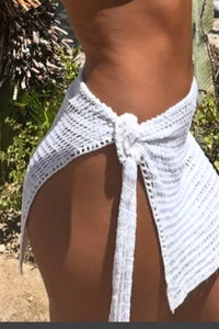 Hand-made crochet mini sarong white