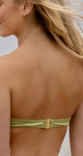 Strapless bandeau bikini top with middle rock pearl gold feature