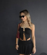 Black cropped rock top