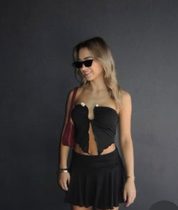 Black cropped rock top