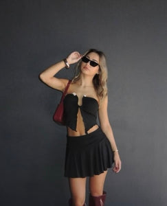 Black cropped rock top