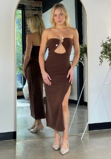 Maxi Chocolate rock dress strapless