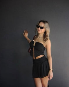 Black cropped rock top