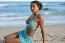 Blue Mini dress with middle detail