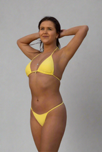 Triangle tie bikini top shell charm,  in Yellow weave ribbed