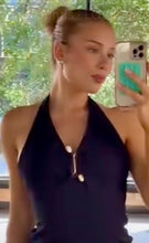 Black Halter neck double rock dress