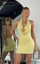 Halter cowl neck mini dress with built in bra