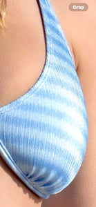 Brazilian bikini bottom in two tone blue shimmer