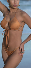 Tie front bikini top in Copper