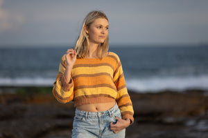 Hand-made Crochet jumper , sun set tones