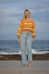 Hand-made Crochet jumper , sun set tones