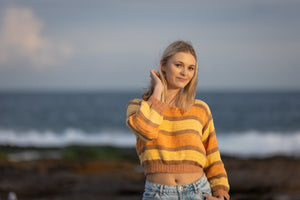 Hand-made Crochet jumper , sun set tones