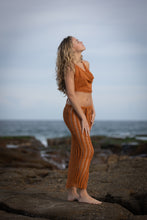 Cowl neckline backless crop crochet top in terracotta