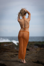 Cowl neckline backless crop crochet top in terracotta