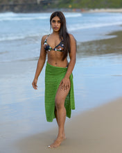 Hand-made crochet olive green sarong