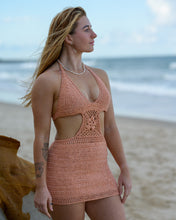 Handmade peach Crochet mini dress