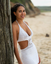 Handmade white crochet mini dress