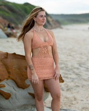 Handmade peach Crochet mini dress