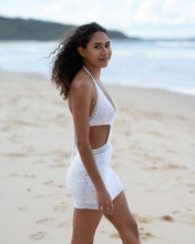 Handmade white crochet mini dress