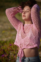 Hand made crochet crop jumper pink