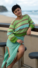 Hand-made Crochet jumper in green mix