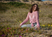 Hand made crochet crop jumper pink