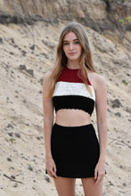 Crop  backless top ,black , red , white