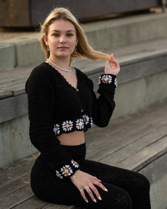 Hand-made crochet black pants