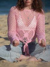 Hand made crochet crop jumper pink