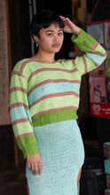 Hand-made Crochet jumper in green mix