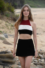 Crop  backless top ,black , red , white