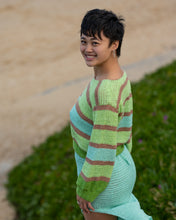 Hand-made Crochet jumper in green mix