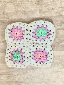 Hand made crochet crop jumper pastel mix